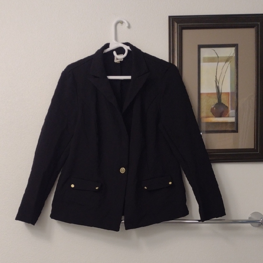 Anne Klein Elegant Black Blazer with Gold Buttons